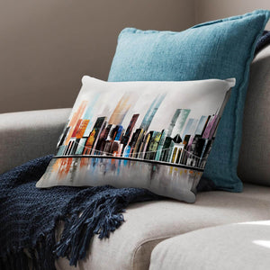 Modern Cityscape Cushion Cushion Cushion Landscape Clock Canvas