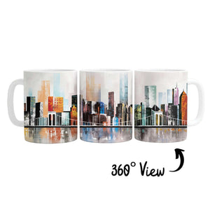 Modern Cityscape Mug Mug White Clock Canvas