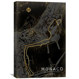 Monaco Track Canvas Art 30 x 45cm / Unframed Canvas Print Clock Canvas