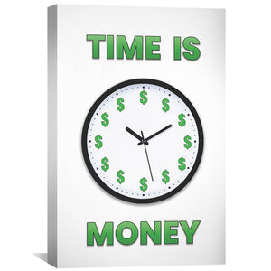 Money Clock Canvas Art 30 x 45cm / Unframed Canvas Print Clock Canvas