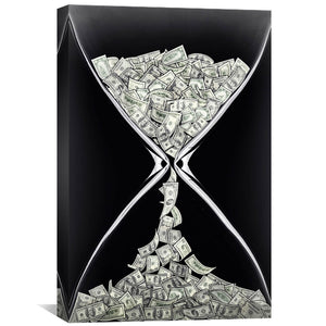 Money Hourglass Canvas Art 30 x 45cm / Unframed Canvas Print Clock Canvas