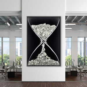 Money Hourglass Clock Canvas
