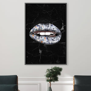 Money Lips Canvas Art Clock Canvas