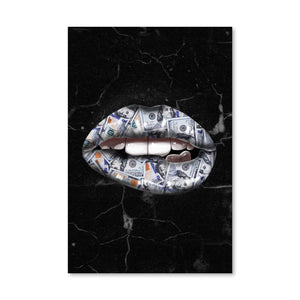 Money Lips Canvas Art Clock Canvas