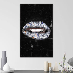 Money Lips Clock Canvas