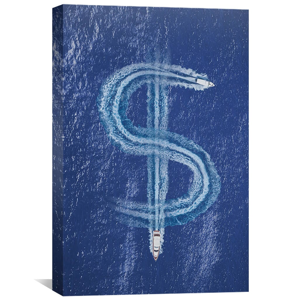 Money Yacht Canvas Art 30 x 45cm / Unframed Canvas Print Clock Canvas