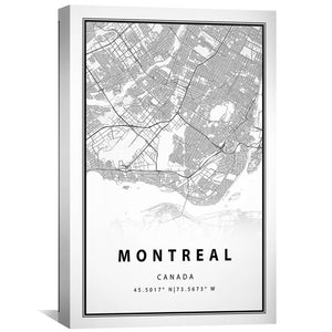 Montreal White Map Canvas Art Clock Canvas