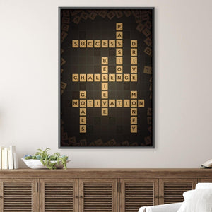 Motivation Crossword Canvas Art Clock Canvas