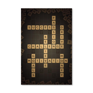 Motivation Crossword Canvas Art Clock Canvas