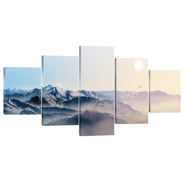 Mountain Horizon Canvas - 5 Panel Art Clock Canvas