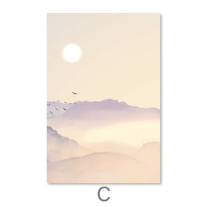 Mountain Horizon Canvas Art C / 40 x 60cm / Unframed Canvas Print Clock Canvas