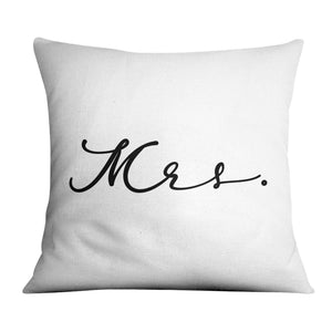 Mr and Mrs Black and White Cushion Cushion B / 45 x 45cm Clock Canvas