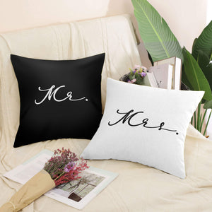 Mr and Mrs Black and White Cushion Cushion Clock Canvas