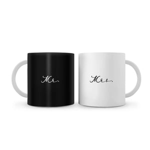 Mr and Mrs Black and White Mug Mug Clock Canvas
