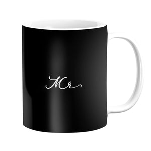 Mr and Mrs Black and White Mug Mug Clock Canvas