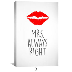 Mr. and Mrs. Right Canvas Art Clock Canvas