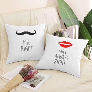 Mr and Mrs Right Cushion Cushion Clock Canvas