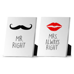 Mr and Mrs Right Desktop Canvas Desktop Canvas Clock Canvas