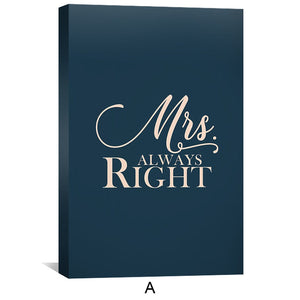 Mr. & Mrs. Right Canvas Art Clock Canvas