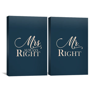 Mr. & Mrs. Right Canvas Art Clock Canvas