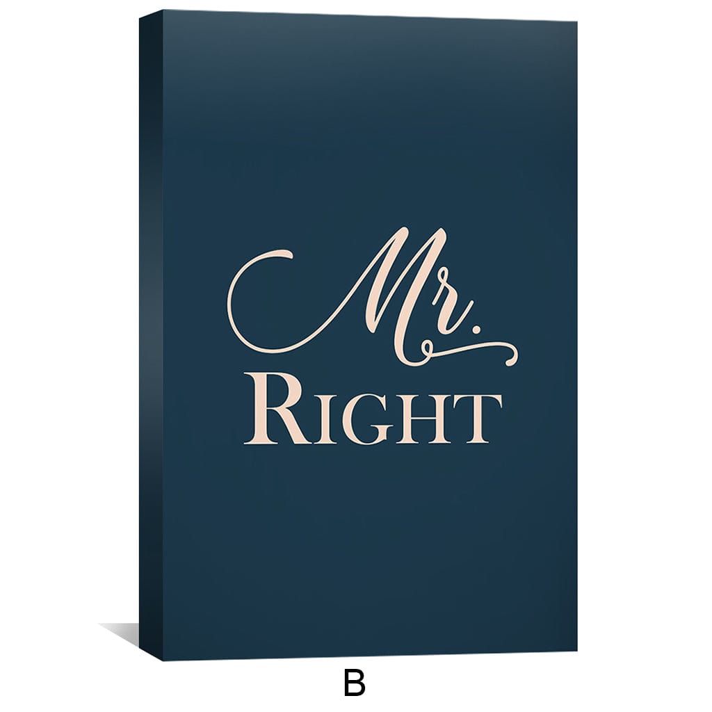 Mr. & Mrs. Right Canvas Art Clock Canvas