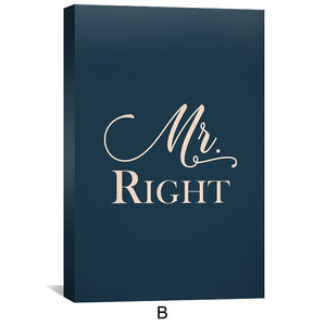 Mr. & Mrs. Right Canvas Art Clock Canvas