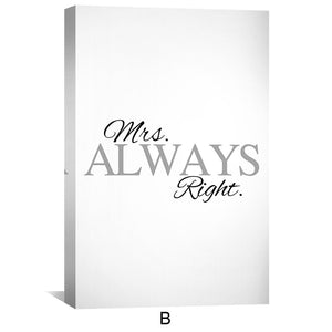 Mrs. Always Right Canvas Art Clock Canvas