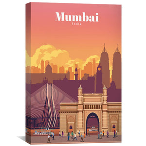 Mumbai Canvas - Studio 324 Art 30 x 45cm / Unframed Canvas Print Clock Canvas