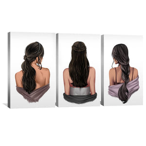 Mysterious Woman Canvas Art Set of 3 / 40 x 60cm / Unframed Canvas Print Clock Canvas