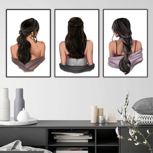 Mysterious Woman Canvas Art Set of 3 / 40 x 50cm / No Board - Canvas Print Only Clock Canvas