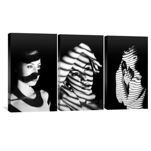 Mystery Woman Canvas Art Set of 3 / 40 x 60cm / Unframed Canvas Print Clock Canvas