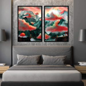 Mystic Temple Canvas Art Set of 2 / 40 x 50cm / No Board - Canvas Print Only Clock Canvas