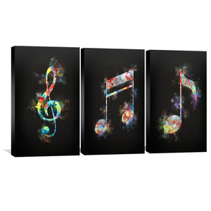 Neon Notes Canvas Art Set of 3 / 30 x 45cm / Unframed Canvas Print Clock Canvas