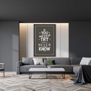 Never Try Never Know Clock Canvas