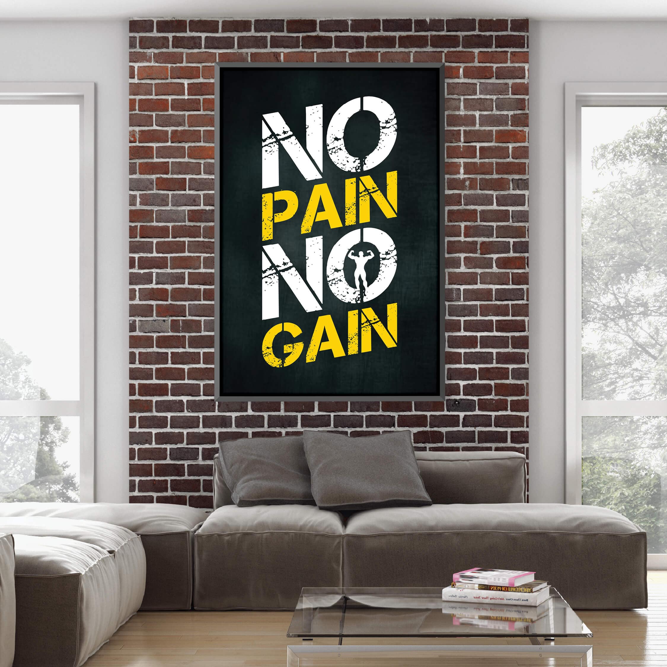 No Pain No Gain Clock Canvas
