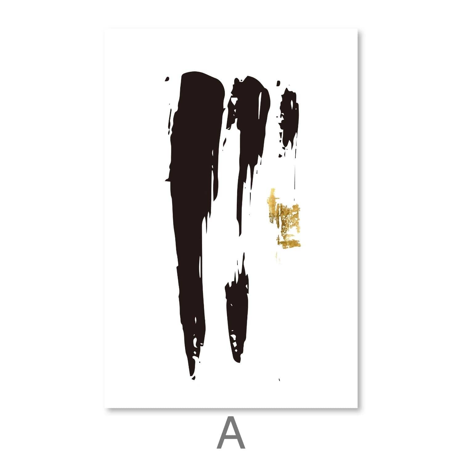 Noir Brush Work Canvas Art A / 40 x 60cm / Unframed Canvas Print Clock Canvas