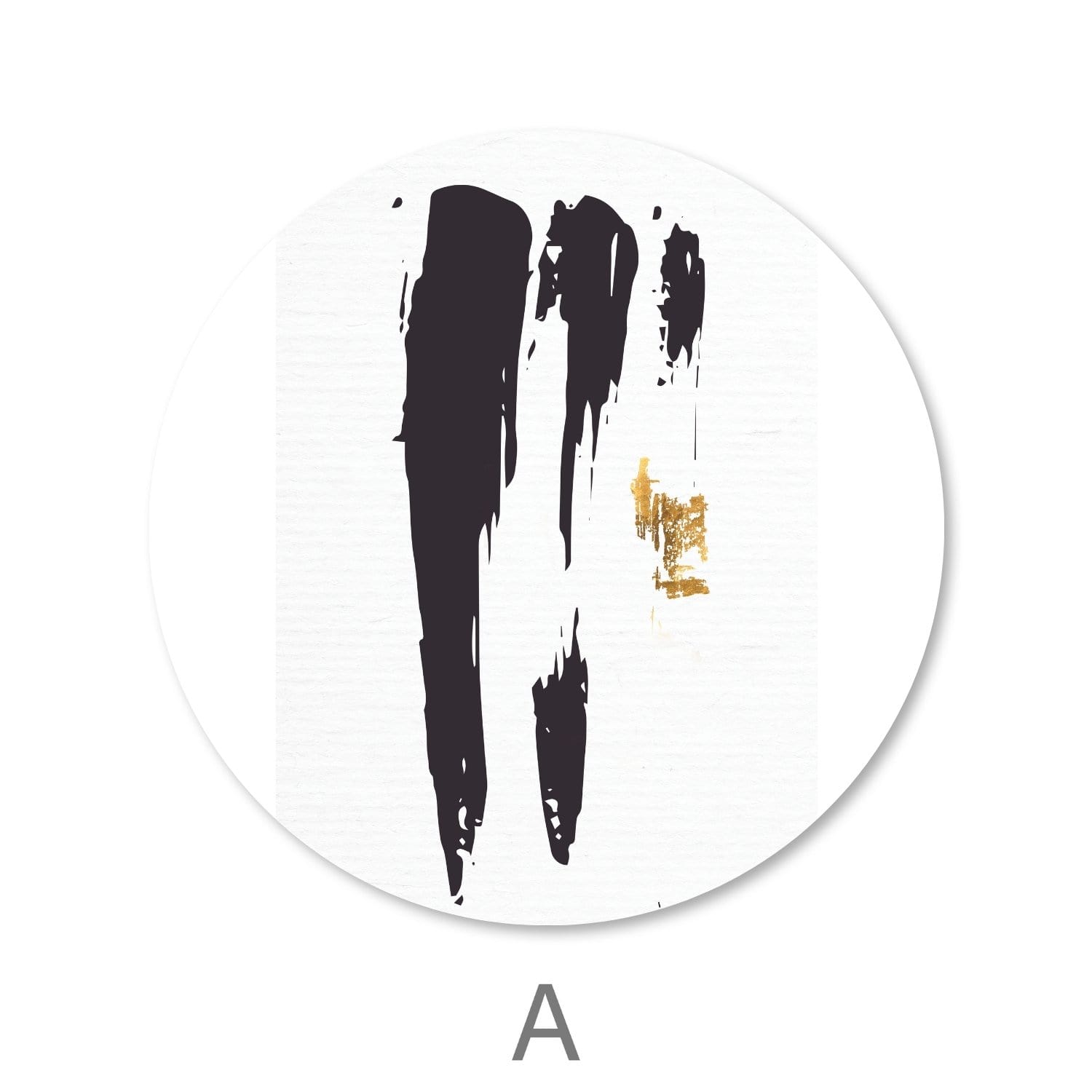 Noir Brush Work - Circle Canvas Art A / 40 x 40cm / Standard Gallery Wrap Clock Canvas