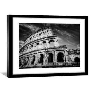 Noir Colosseum Print Art 45 x 30cm / Unframed Canvas Print Clock Canvas