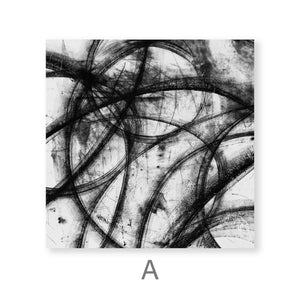 Noir Lines Canvas Art A / 30 x 30cm / Unframed Canvas Print Clock Canvas