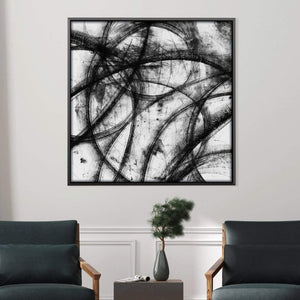 Noir Lines Canvas Art Clock Canvas