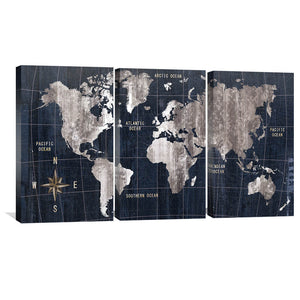 Noir Map Canvas Art Clock Canvas