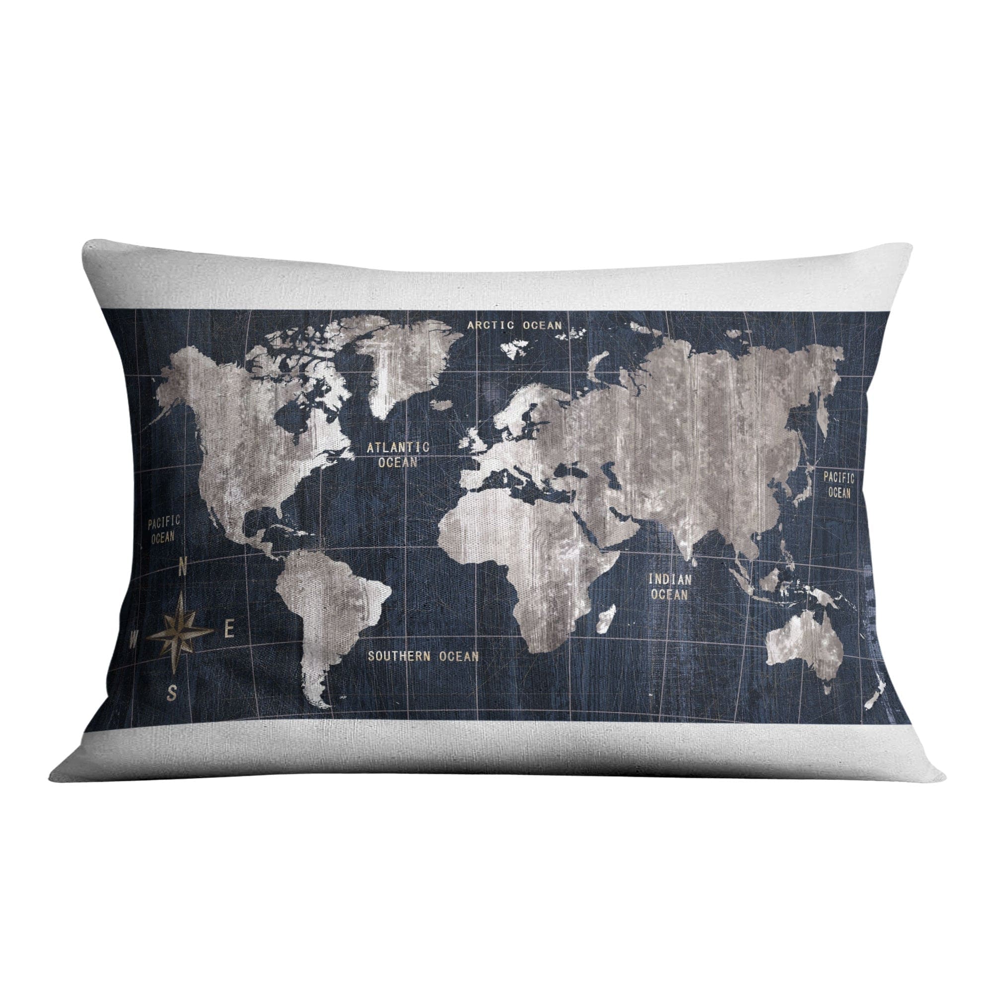 Noir Map Cushion Cushion 48 x 33cm Clock Canvas
