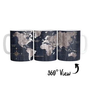 Noir Map Mug Mug White Clock Canvas