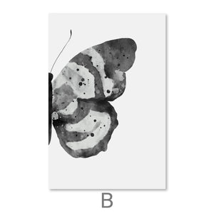 Noir Shades Butterfly Canvas Art B / 30 x 45cm / Unframed Canvas Print Clock Canvas