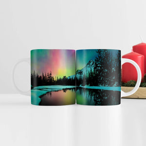Northern Lights Mug Mug White Clock Canvas