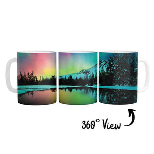 Northern Lights Mug Mug White Clock Canvas