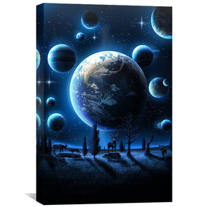 Other Worlds Canvas Art 30 x 45cm / Unframed Canvas Print Clock Canvas