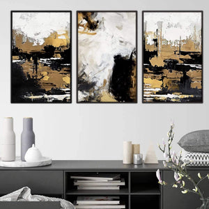 Painted Bronze Canvas Art Set of 3 / 40 x 50cm / Standard Gallery Wrap Clock Canvas