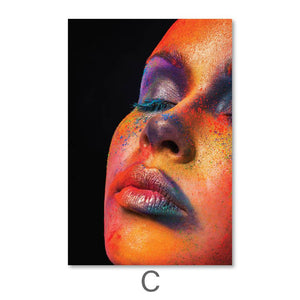 Painted Woman Canvas Art C / 40 x 50cm / No Board - Canvas Print Only Clock Canvas