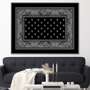Paisley Bandana - Black Canvas Art Clock Canvas